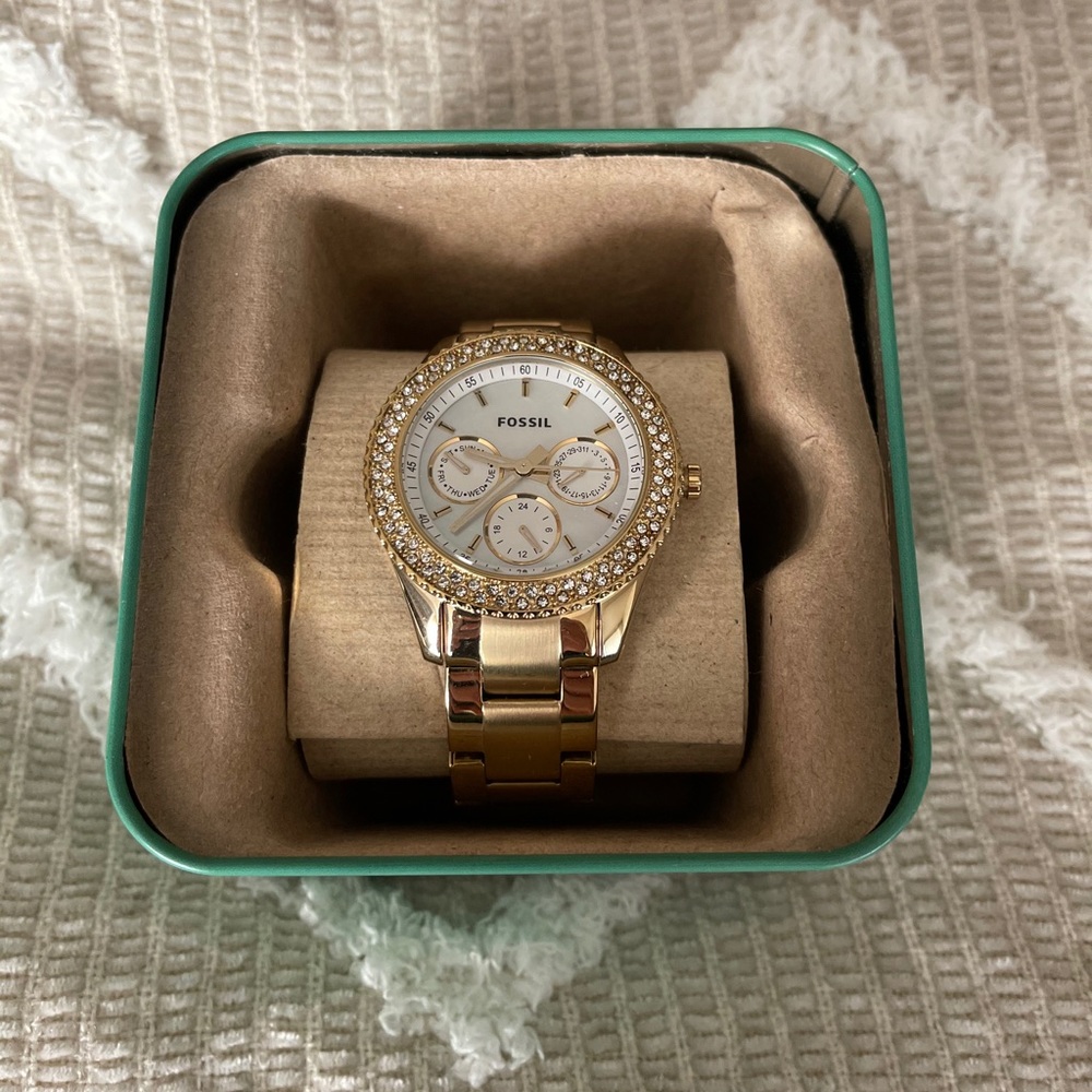 Gold Fossil Watch
